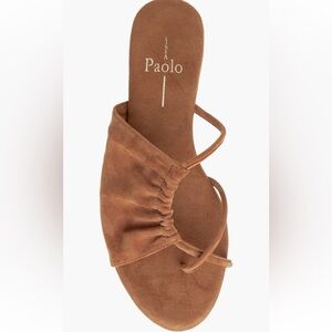 Paolo Tan Suede Slide Sandals